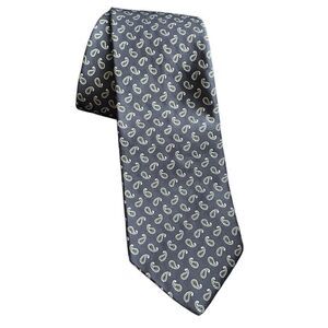 Brooks Brothers Mens Necktie 100% Silk Navy Green Paisley Handmade in USA